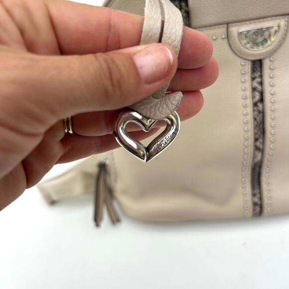 Brighton Miles Convertible Leather Mini Backpack Satchel Beige Snake Charm Y2K - Picture 4 of 13